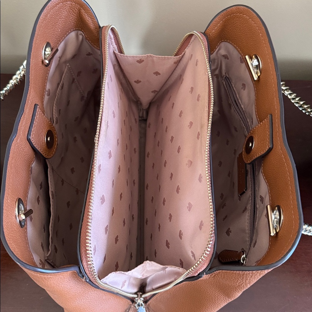 KATE SPADE ♠️ New York 🤎Jordyn🤎 MEDIUM CHAIN-HANDLE LEATHER TOTE BAG 🌟EUC🌟 - Picture 14 of 17